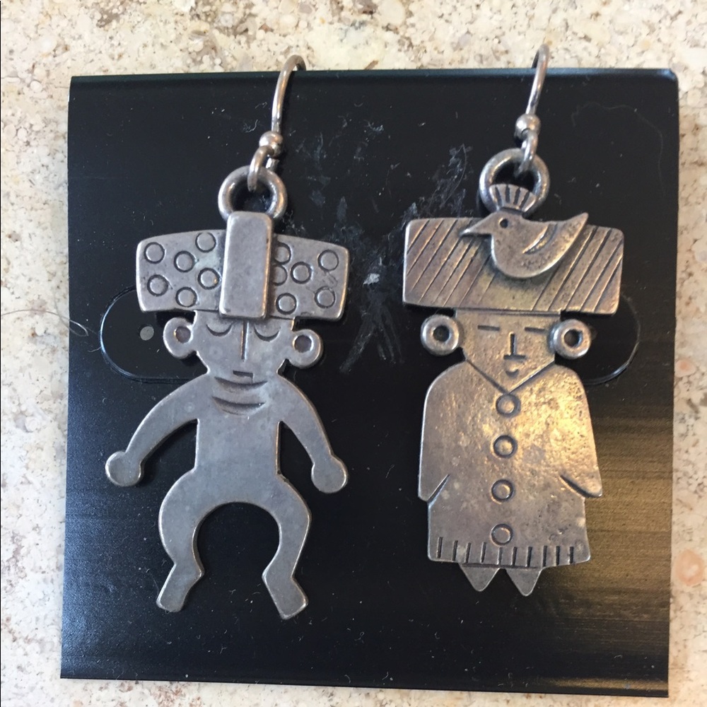 Earrings, ethnic wires,silver tone, wonderful pair
